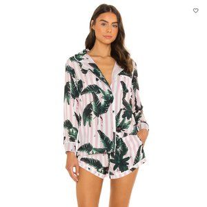 X REVOLVE Long Sleeve Top and Short Pajama Set - Palm Trees